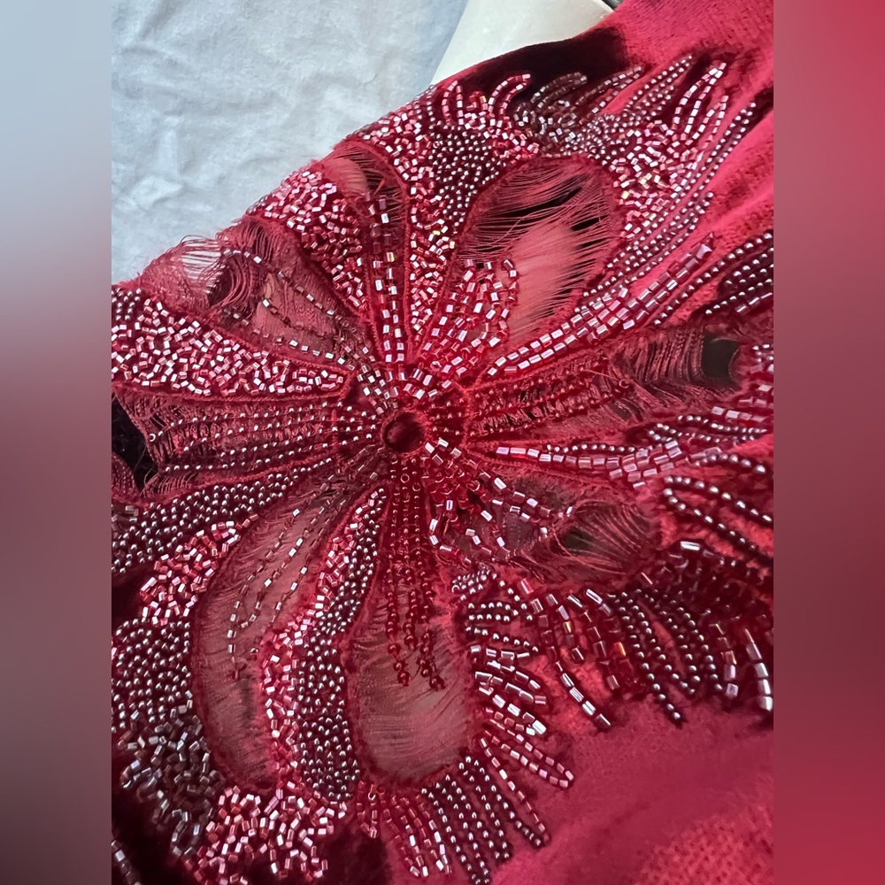 NWT! $6425 1 of a kind! John Galliano silk red velvet cutout embroidered beaded